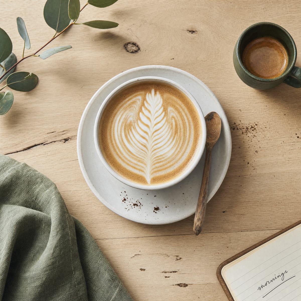Latte art on the counter